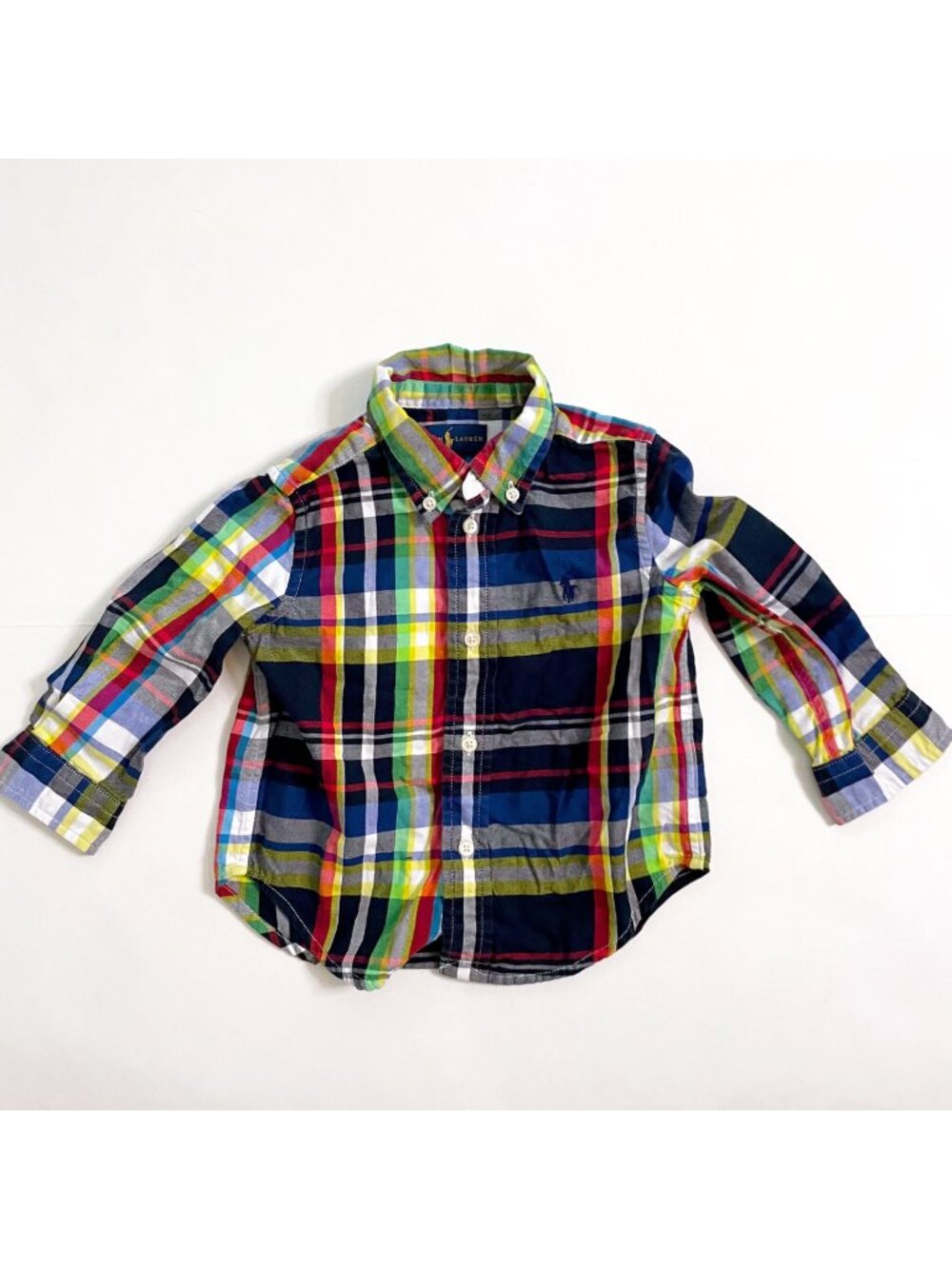 Polo Ralph Lauren Toddler Boys Plaid Cotton Oxford Shirt, Size 18 Months